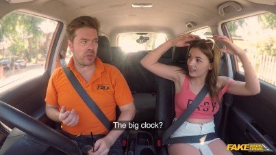 driving lesson for a cute Spanish teen