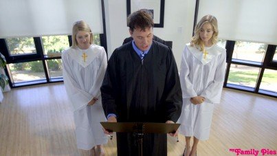priest and two angels
